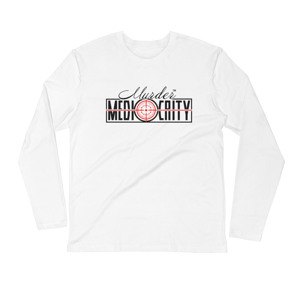 Murder Mediocrity Long Sleeve Fitted Crew - White